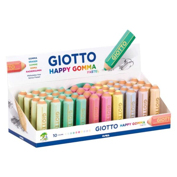 Γόμα Giotto Happy Gomma Pastel σε 10 διάφορα χρώματα